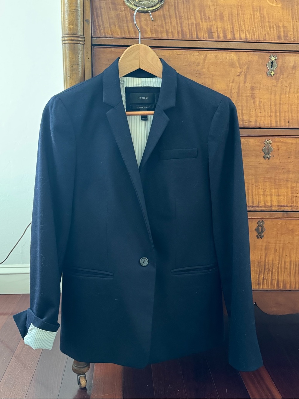 100% Wool J. Crew Dark Navy Single-Button Blazer